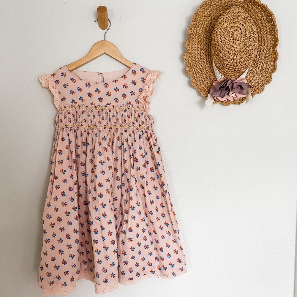 Mini Boden Pink Smocked Sundress Size 6-7